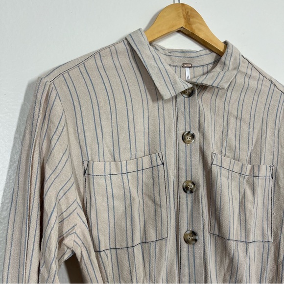 Free People Cream Audrey Midi Stripe Dress - Picture 12 of 14